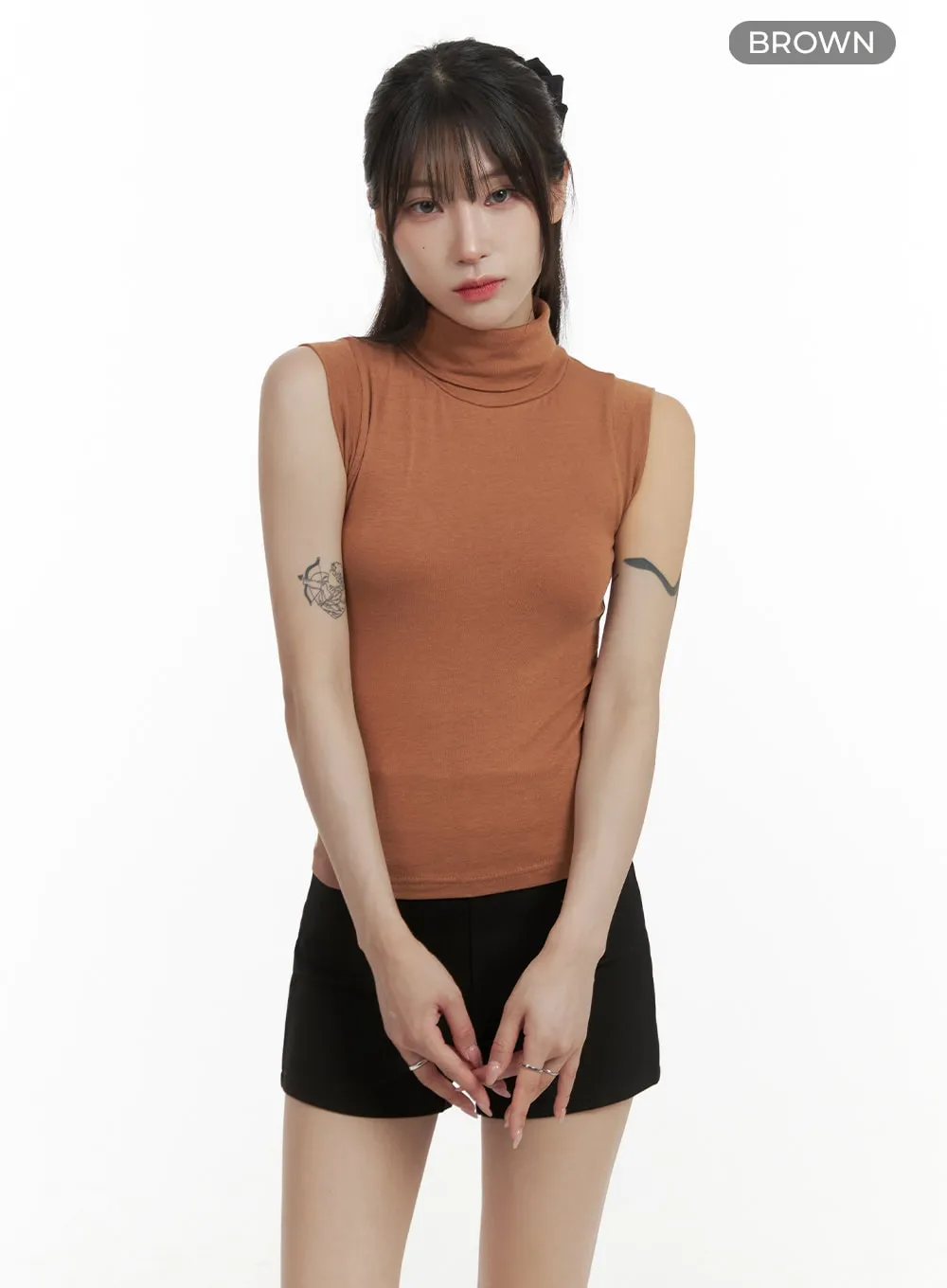 Turtleneck Sleeveless Top OA425