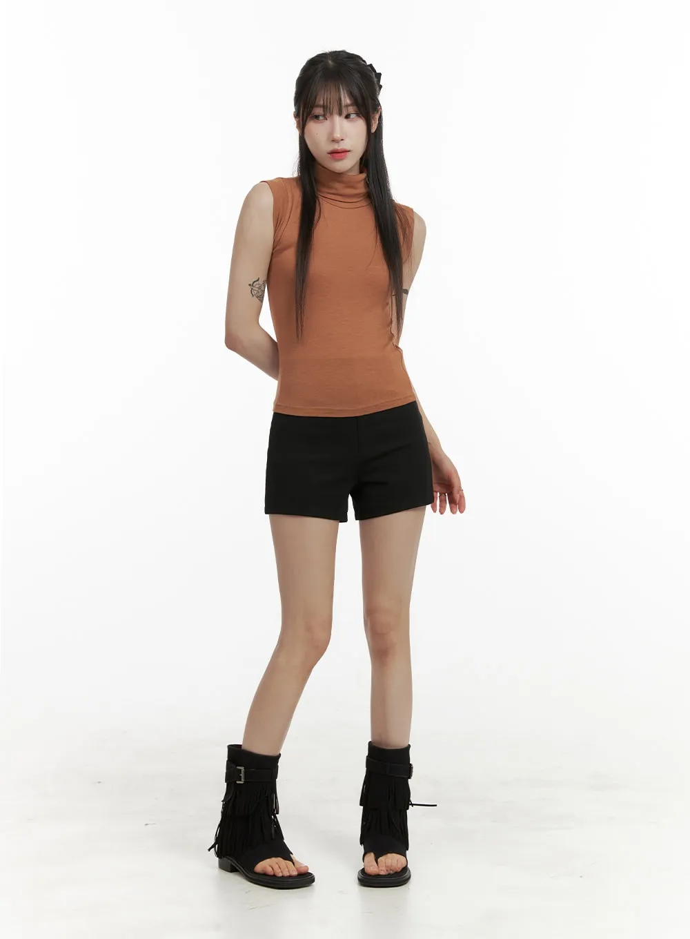 Turtleneck Sleeveless Top OA425