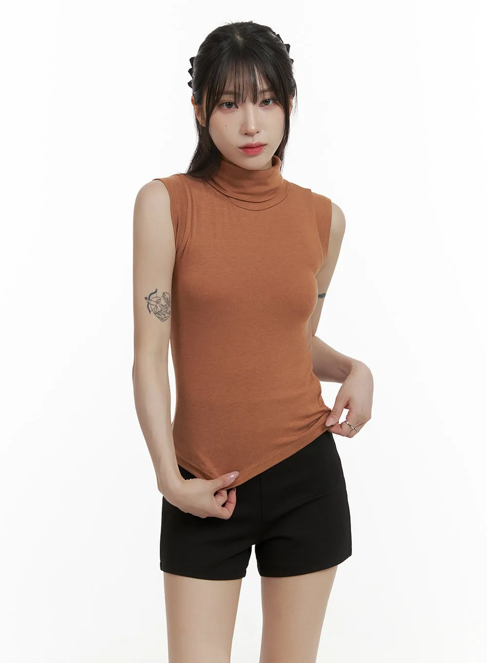 Turtleneck Sleeveless Top OA425