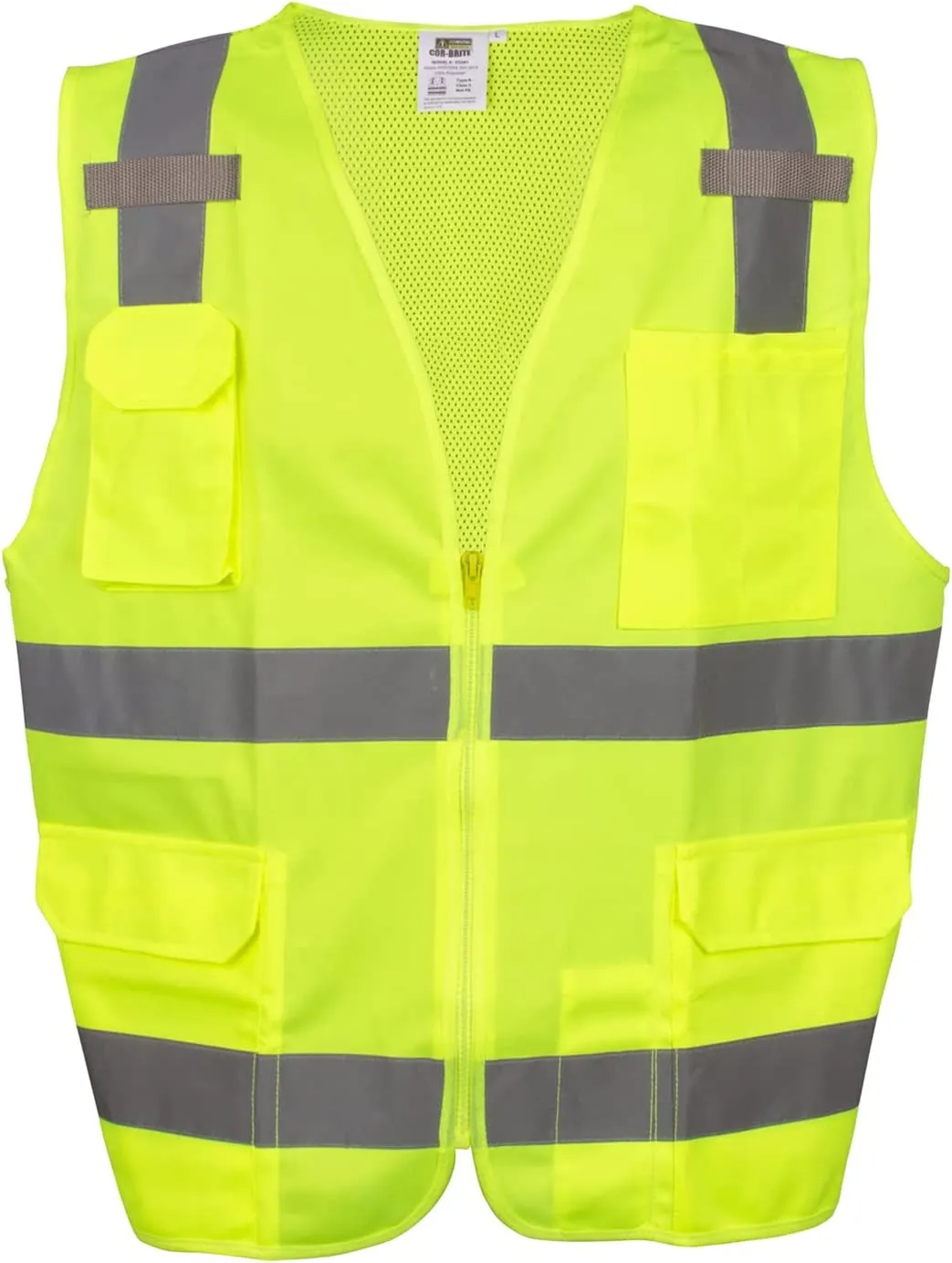 Type R, Class 2, High-Visibility Surveyor's Safety Vest, Solid and Mesh