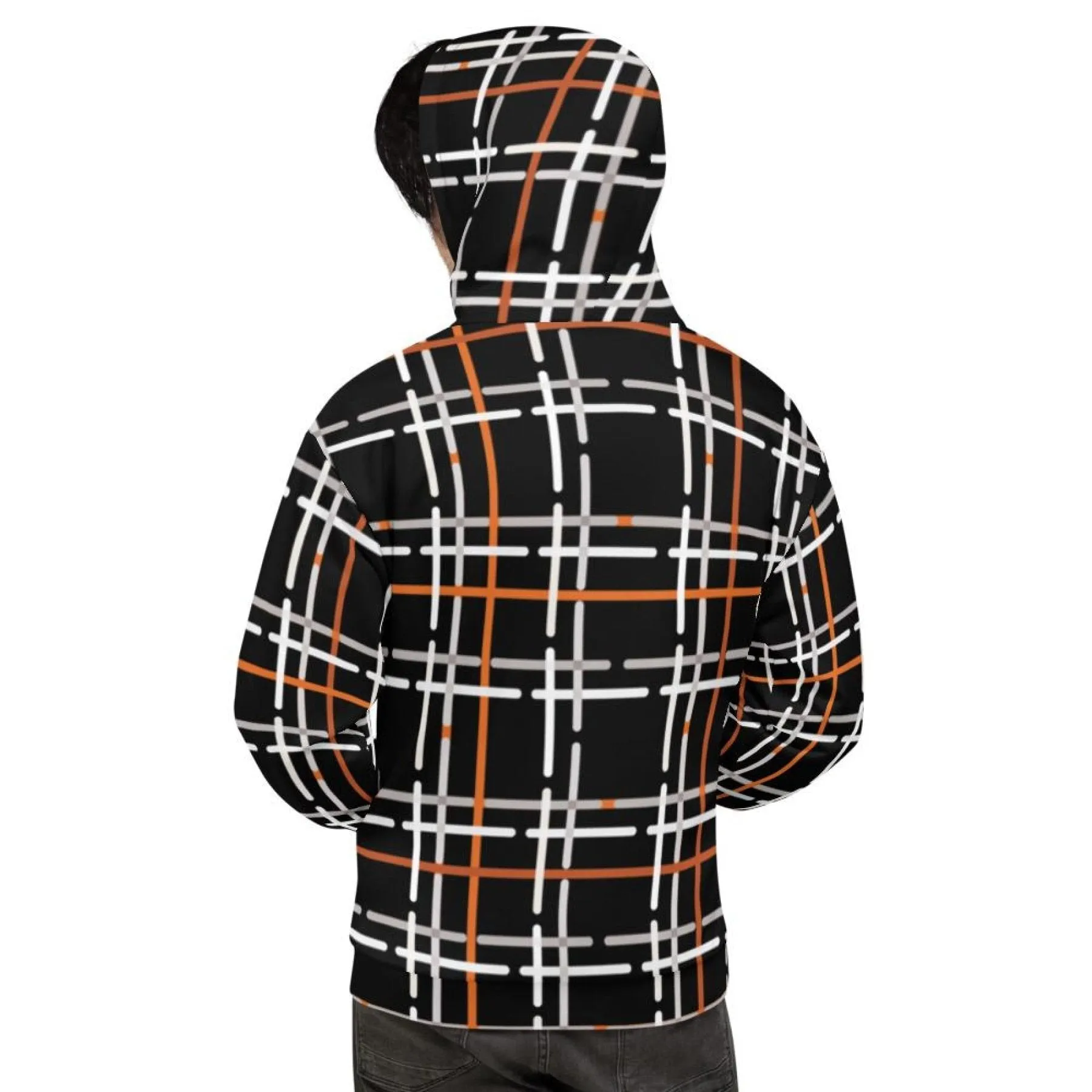 Uniquely You Mens Hoodie - Pullover Hooded Sweatshirt - Graphic/Black Plaid