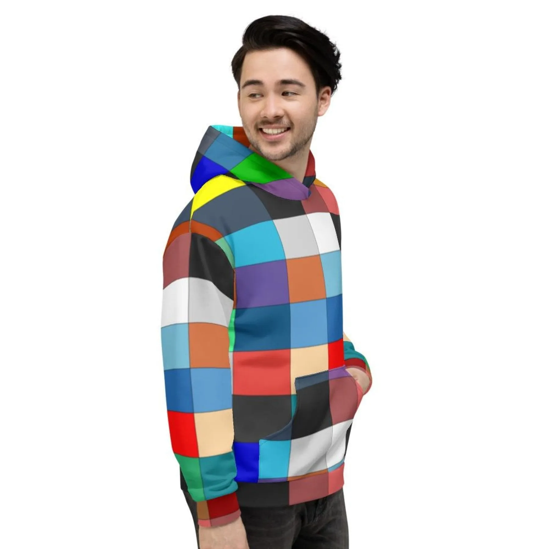 Uniquely You Mens Hoodie - Pullover Hooded Sweatshirt - Graphic/Multi Colorblocks