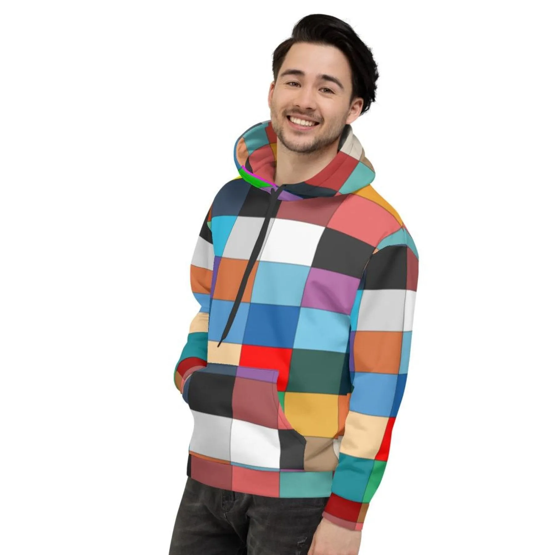 Uniquely You Mens Hoodie - Pullover Hooded Sweatshirt - Graphic/Multi Colorblocks