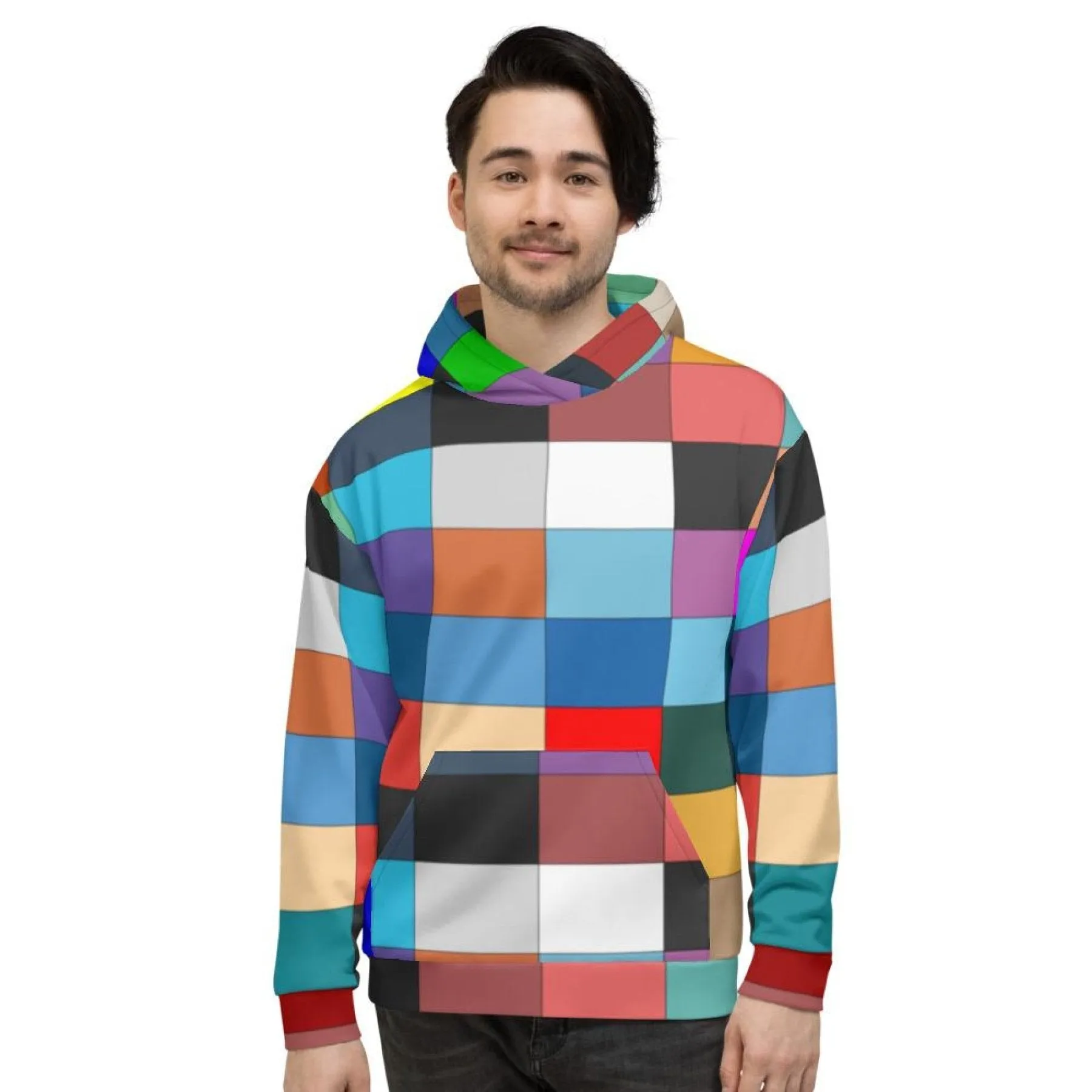 Uniquely You Mens Hoodie - Pullover Hooded Sweatshirt - Graphic/Multi Colorblocks