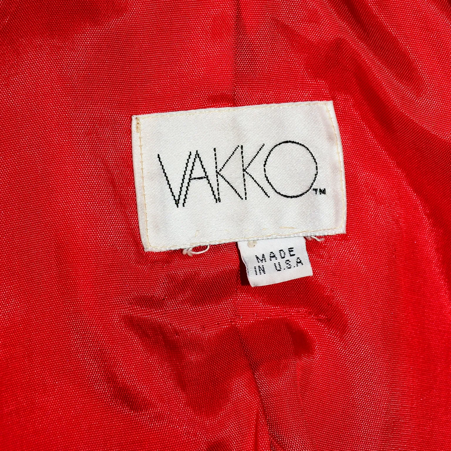 Vakko Vintage Red Quilted Leather Zip Front Jacket