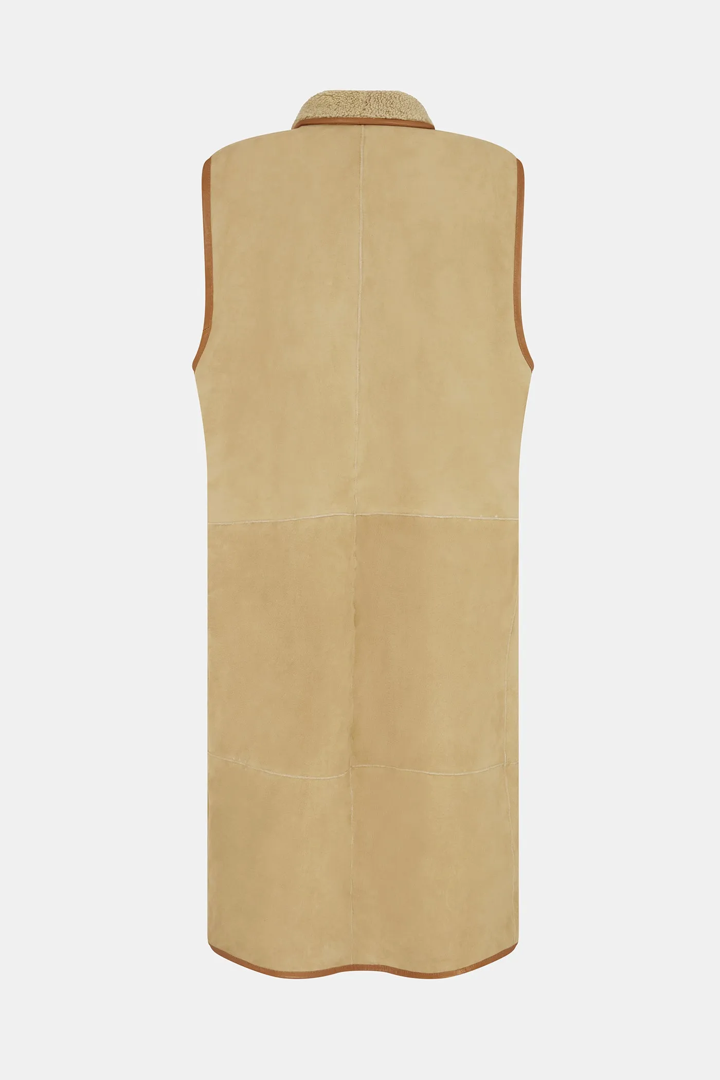 Vanilla Curly Shearling Long Vest