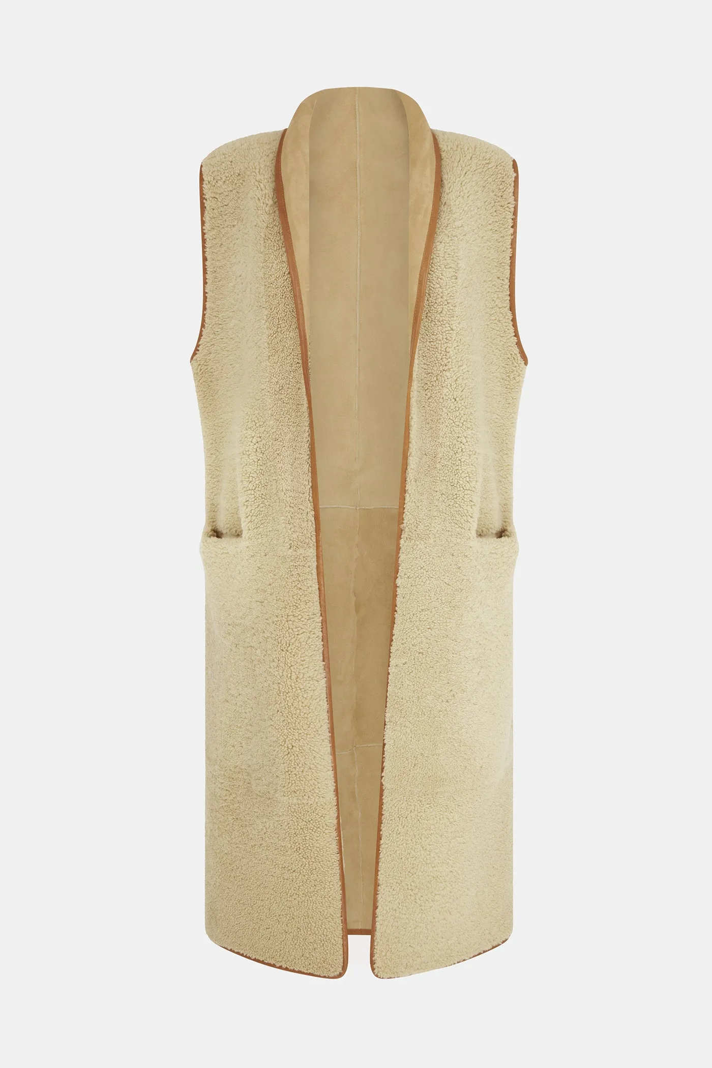 Vanilla Curly Shearling Long Vest