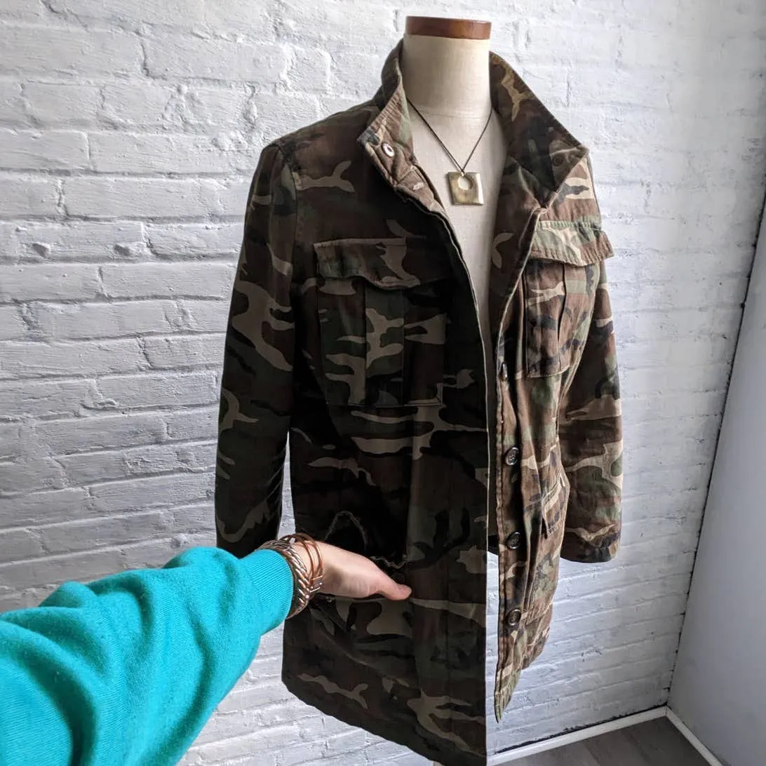 Vintage Army Camo Jacket Camouflage Shacket Military Fatigues Forest Jungle Coat