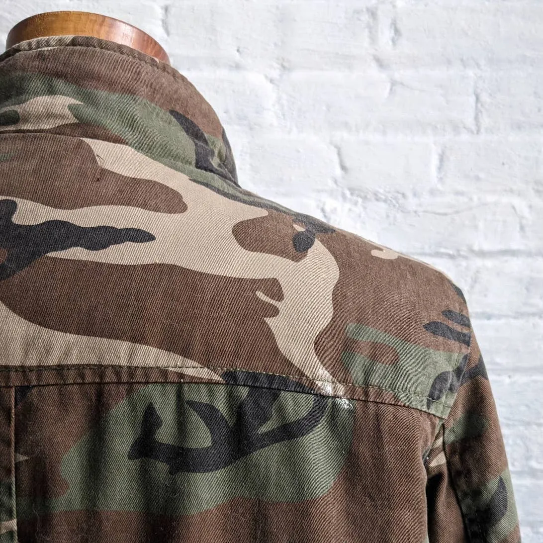 Vintage Army Camo Jacket Camouflage Shacket Military Fatigues Forest Jungle Coat