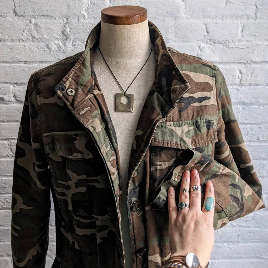 Vintage Army Camo Jacket Camouflage Shacket Military Fatigues Forest Jungle Coat