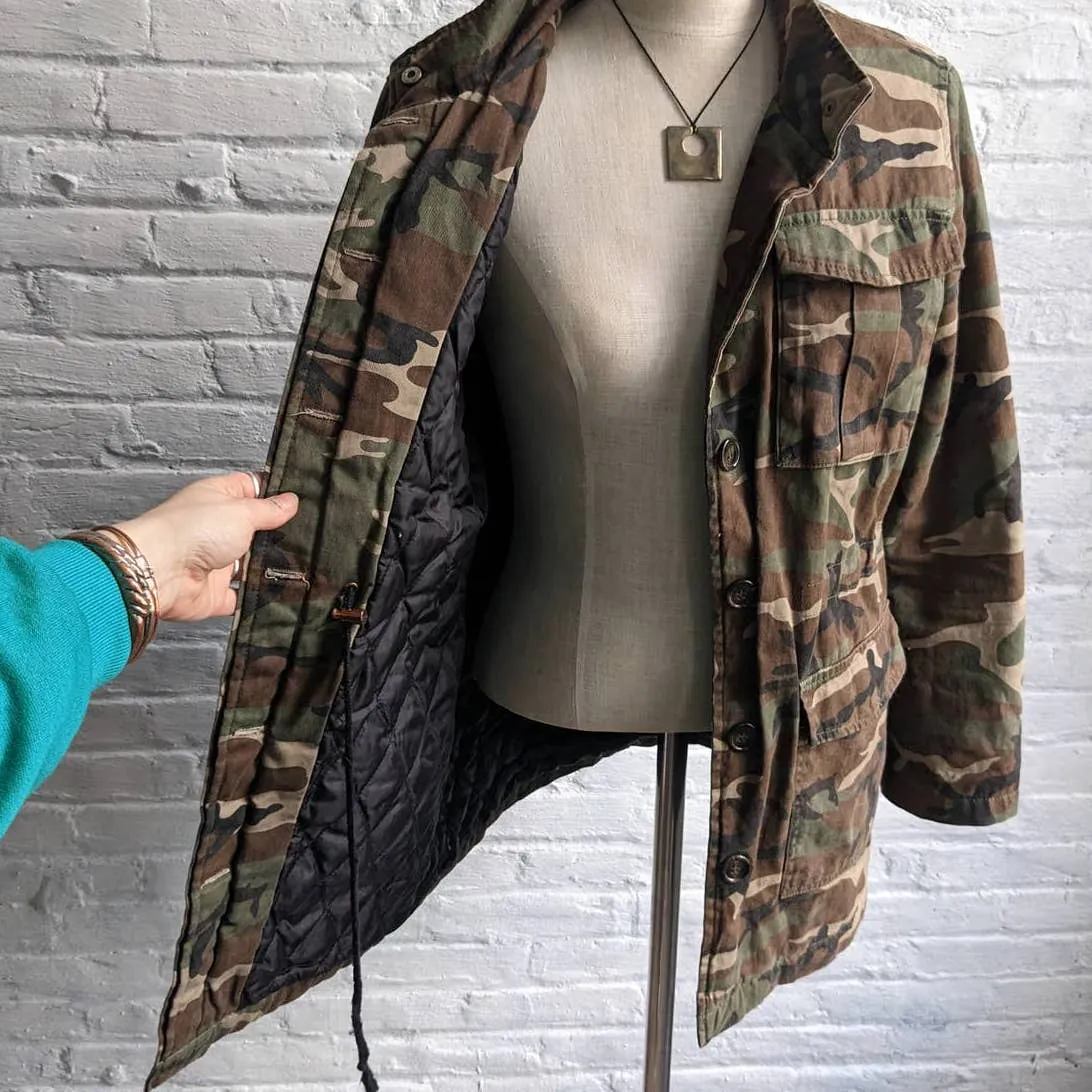 Vintage Army Camo Jacket Camouflage Shacket Military Fatigues Forest Jungle Coat