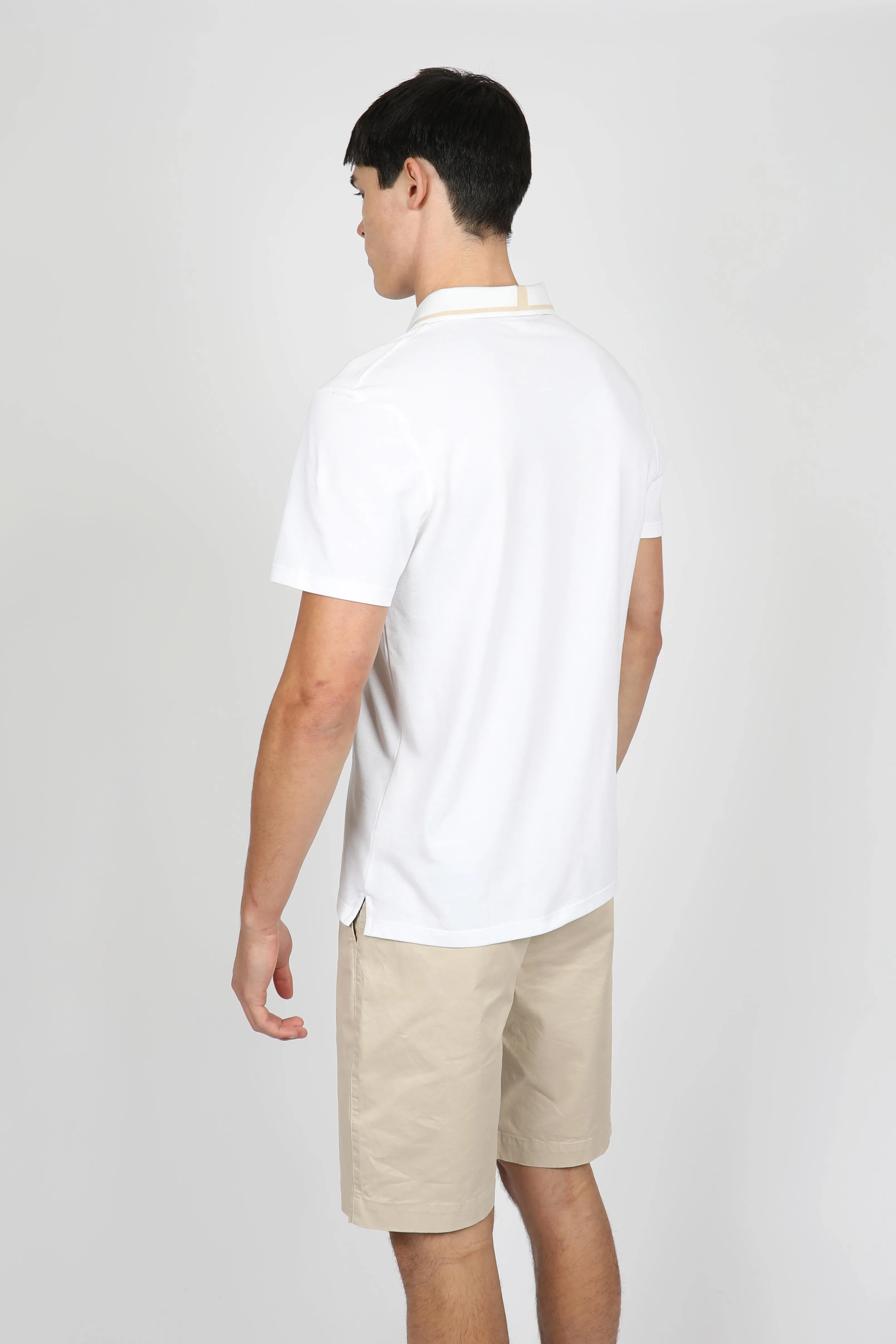 White Button Pique Polo