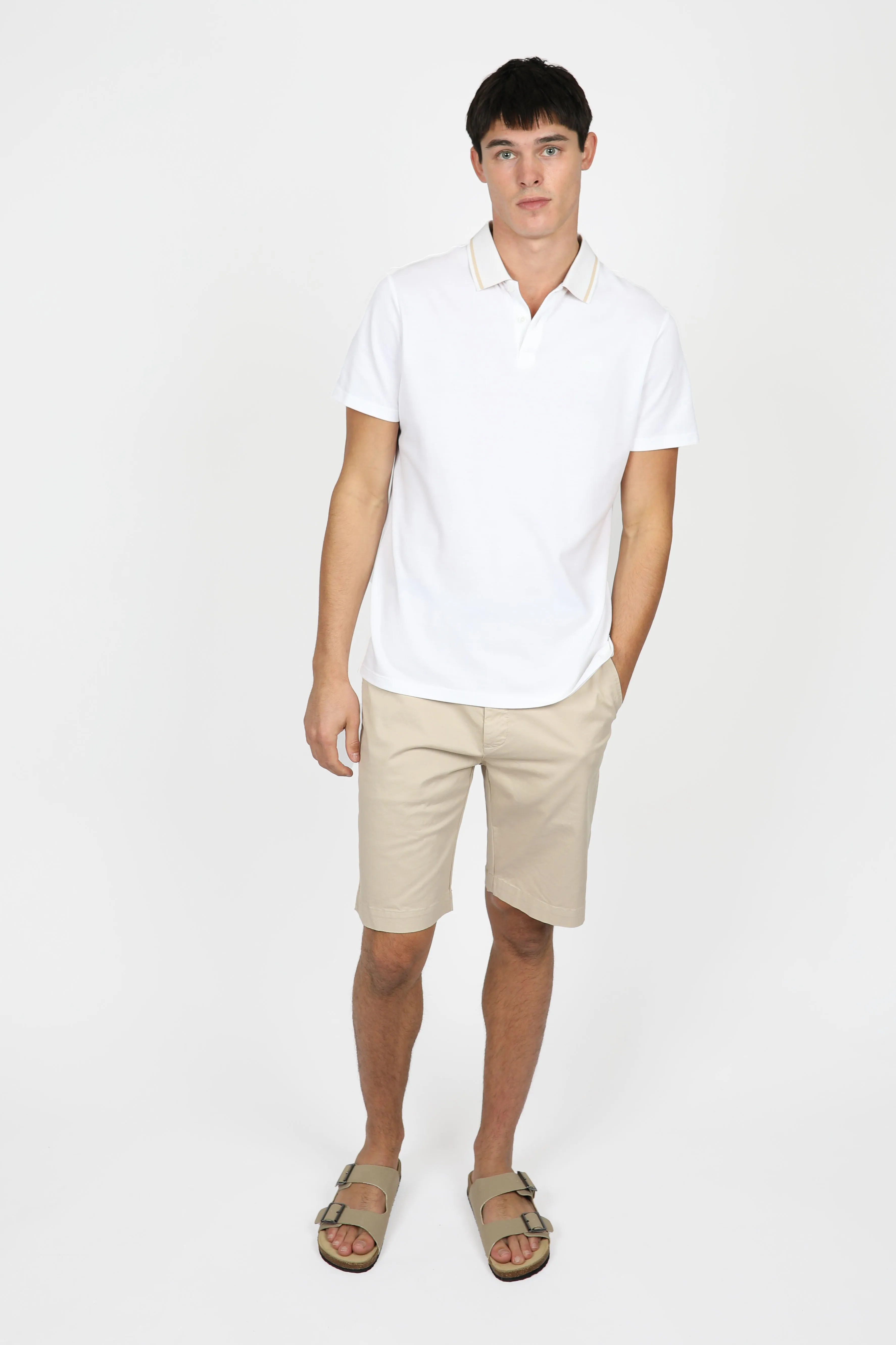 White Button Pique Polo