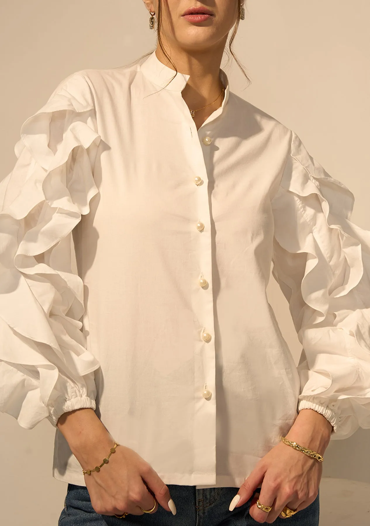 White Classic Cotton Workwear Shirt