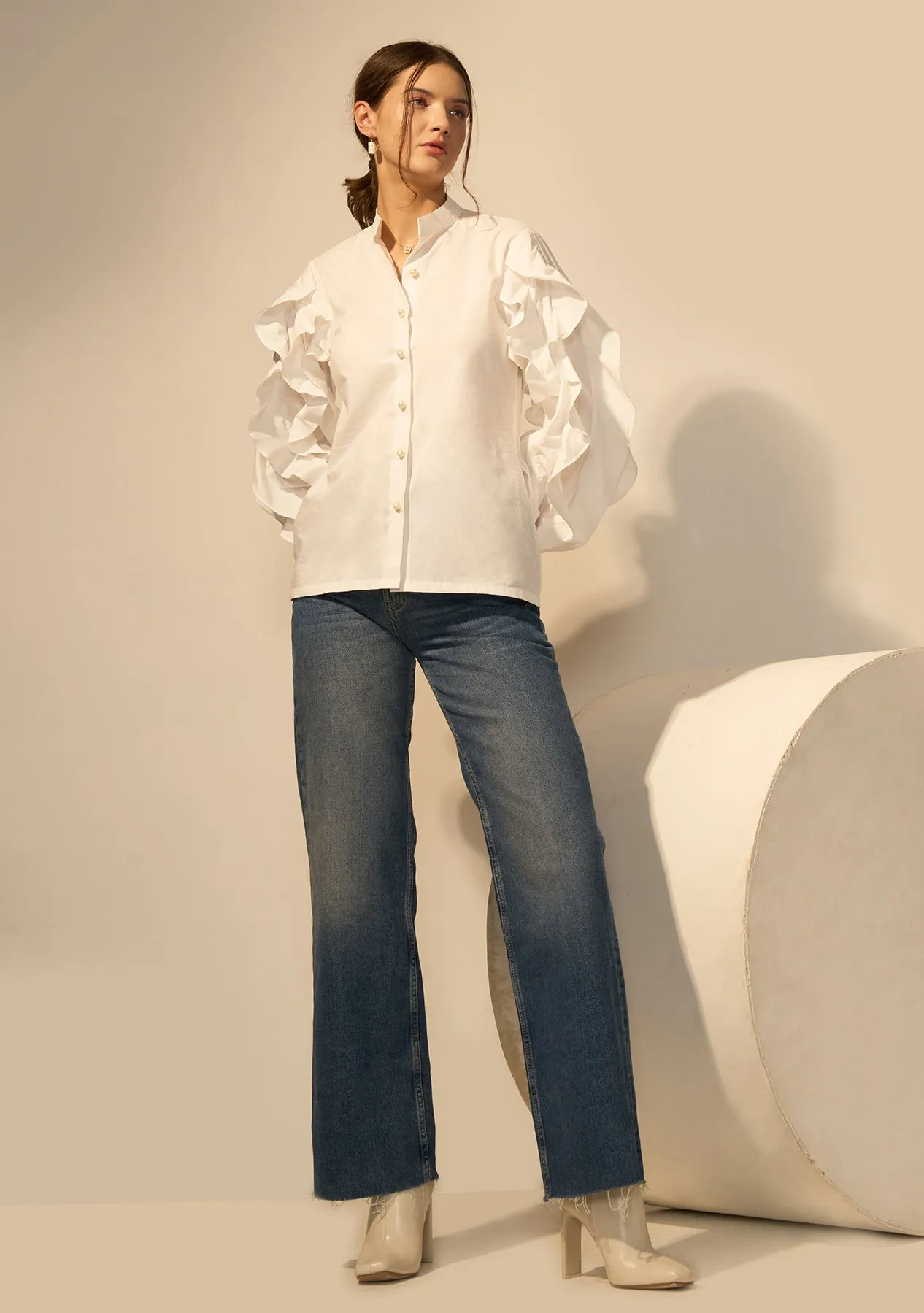 White Classic Cotton Workwear Shirt