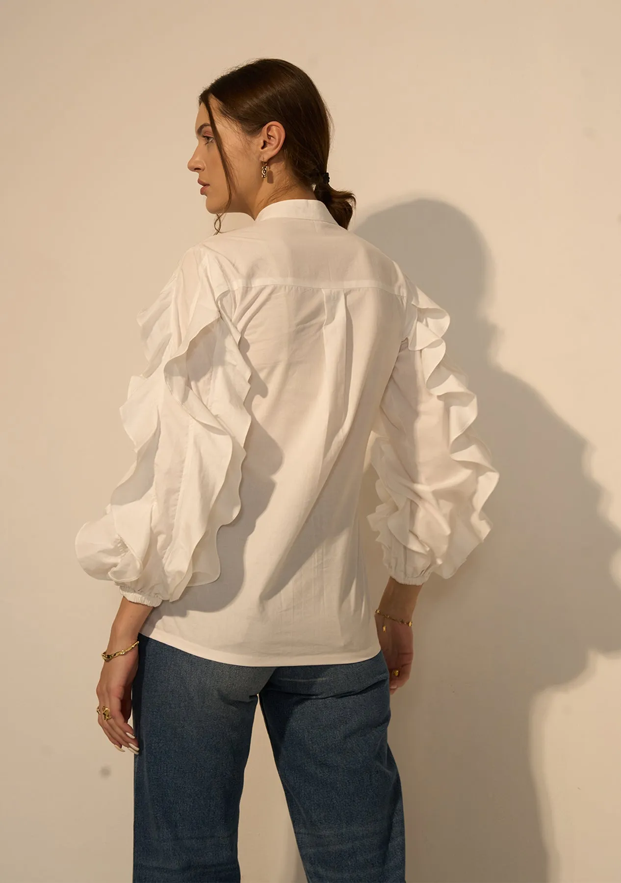 White Classic Cotton Workwear Shirt