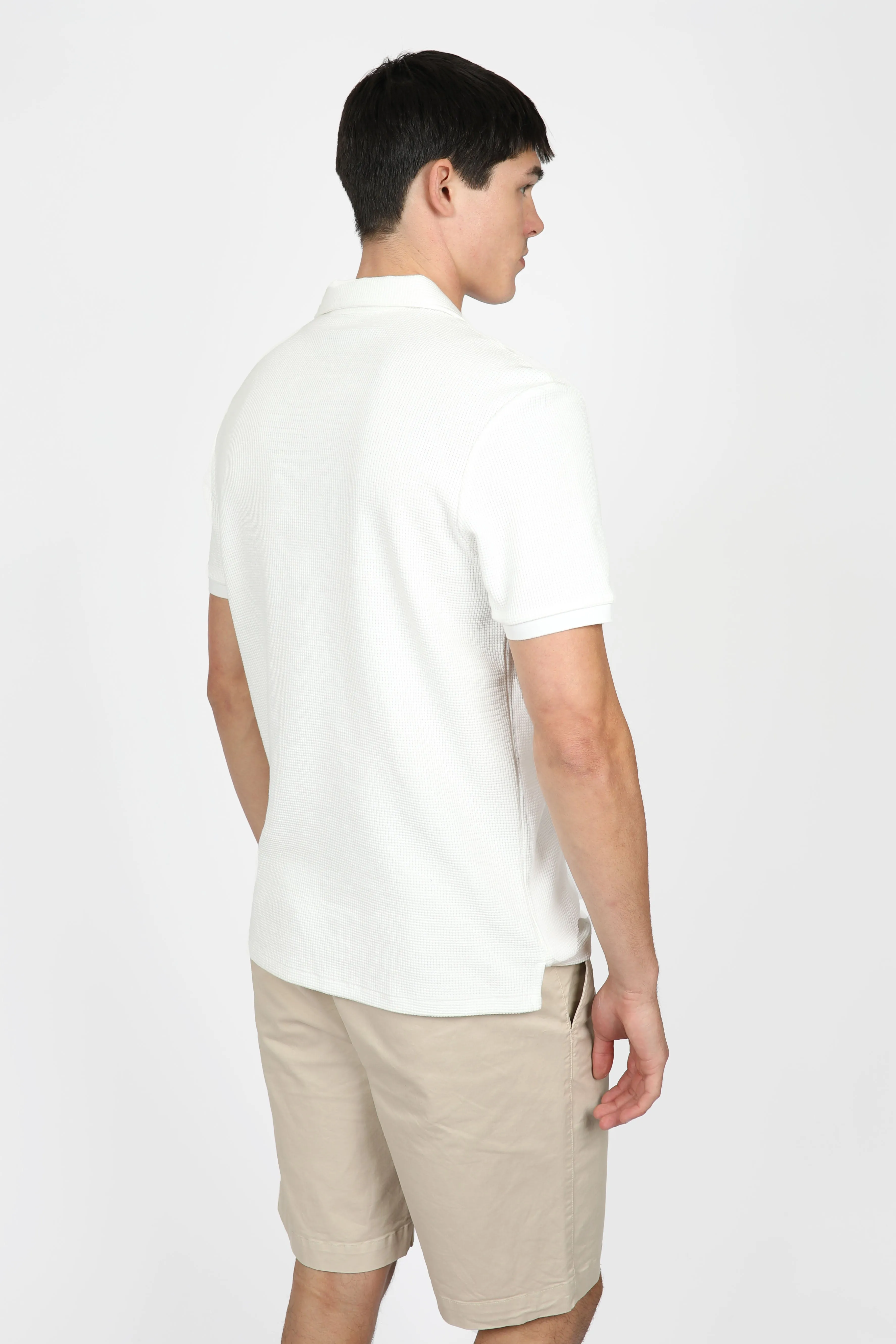 White Textured Polo