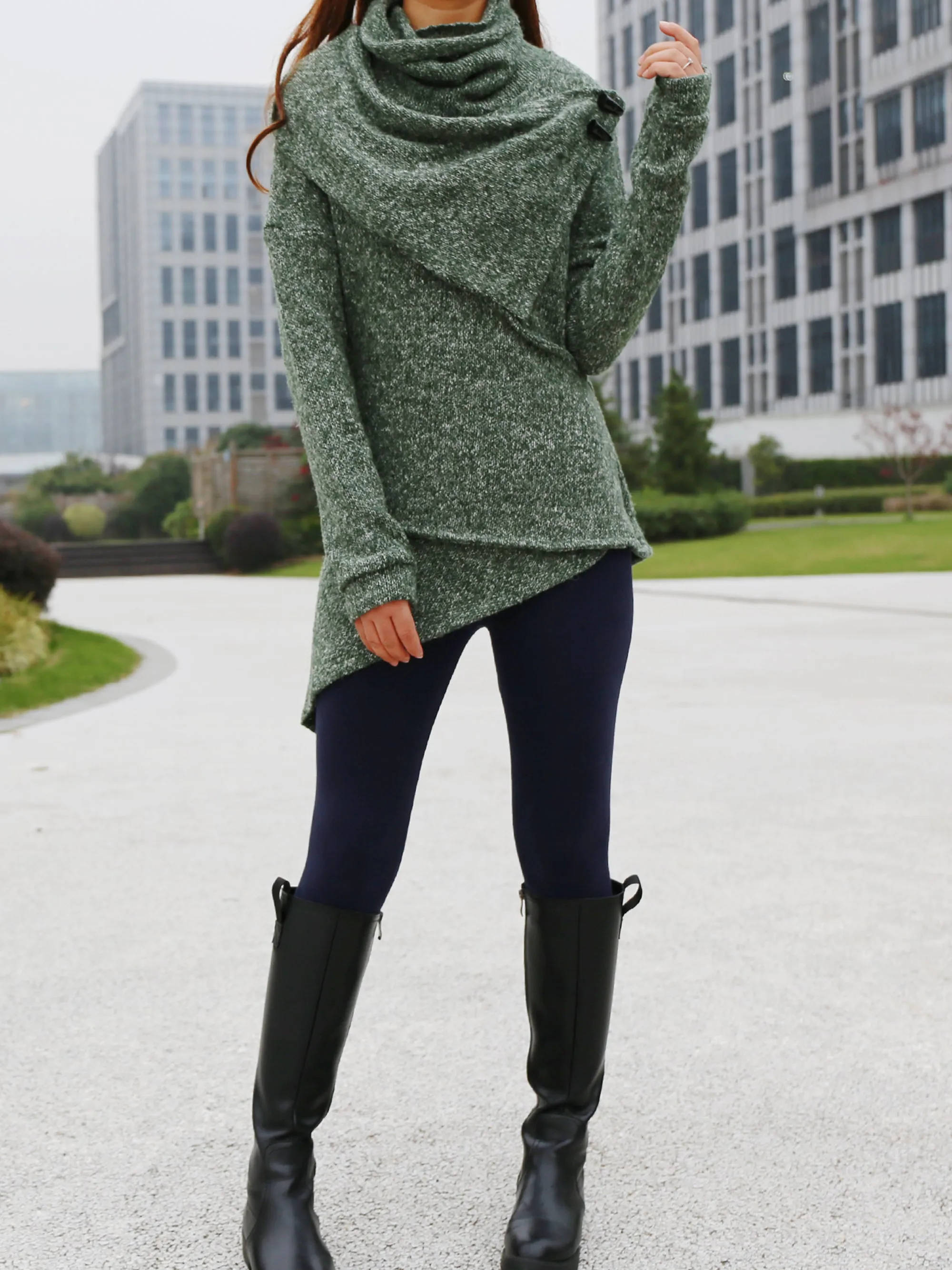 Womens Asymmetrical Pullover Sweater/Tunic Top for Leggings/Knit Tunic top/ Long Sleeve Top(Y1653)