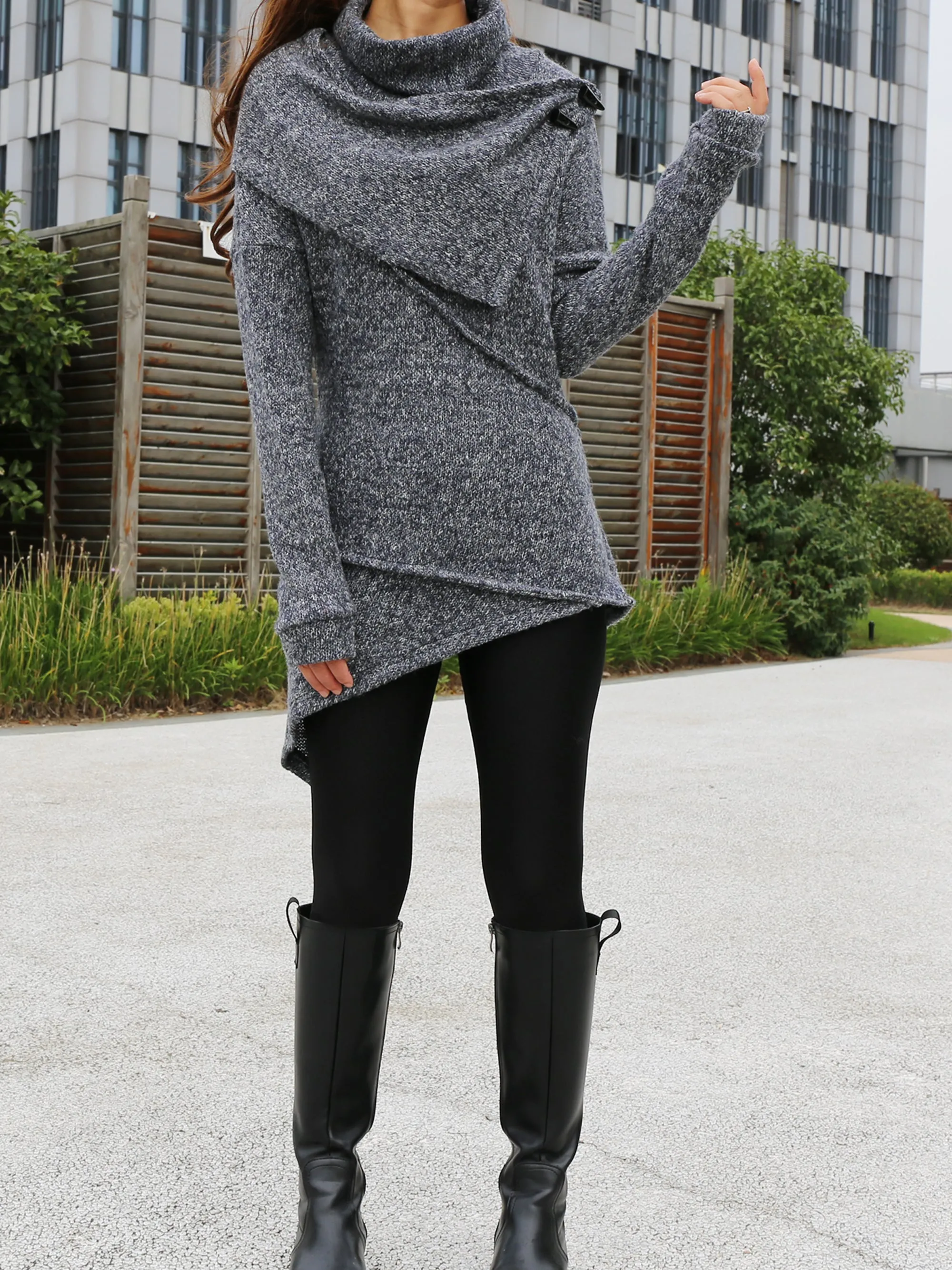 Womens Asymmetrical Pullover Sweater/Tunic Top for Leggings/Knit Tunic top/ Long Sleeve Top(Y1653)