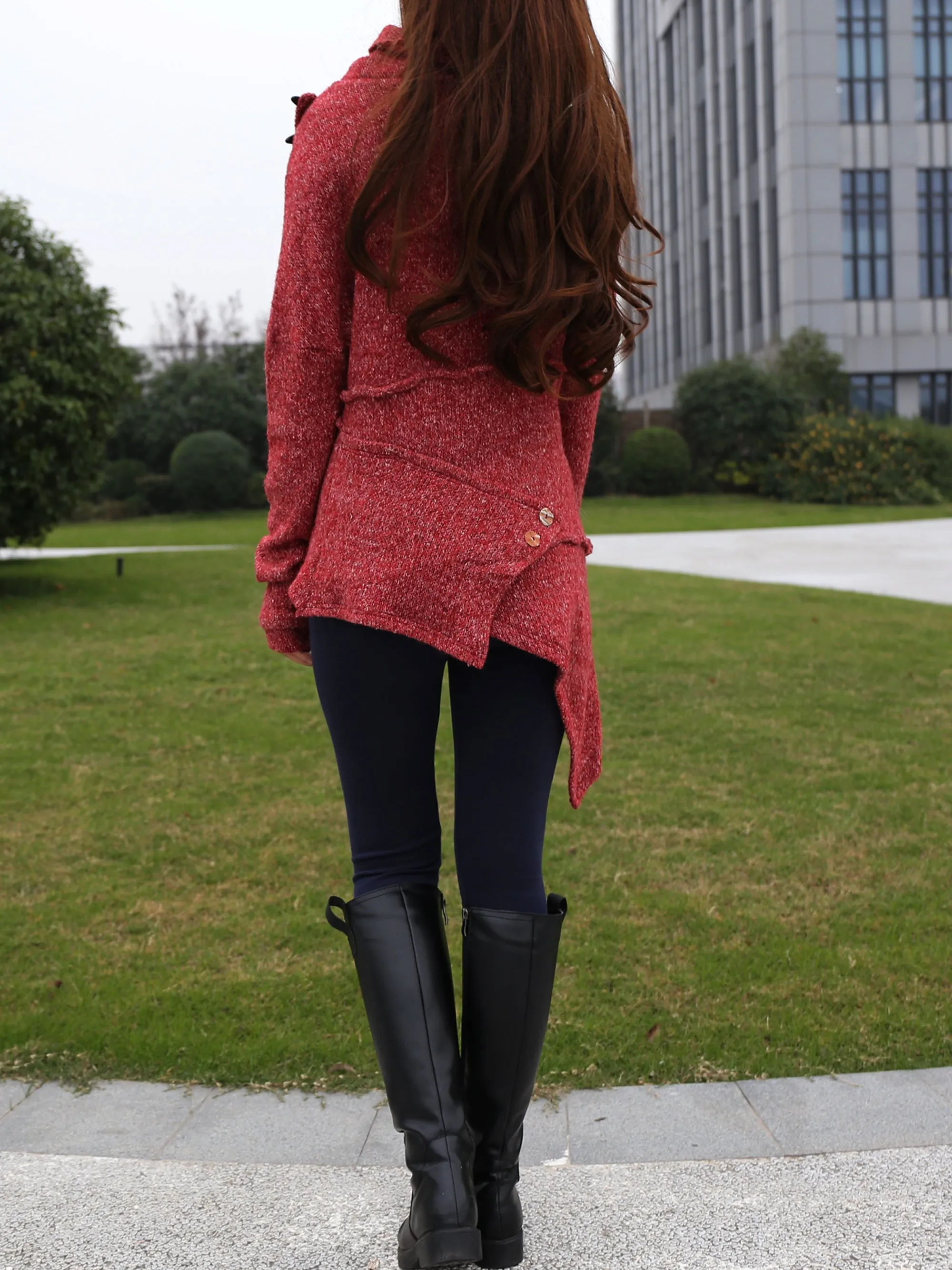 Womens Pullover Sweater/Tunic Top for Leggings/Knit Tunic Dress/ Asymmetrical Long Sleeve Top(Y1653)