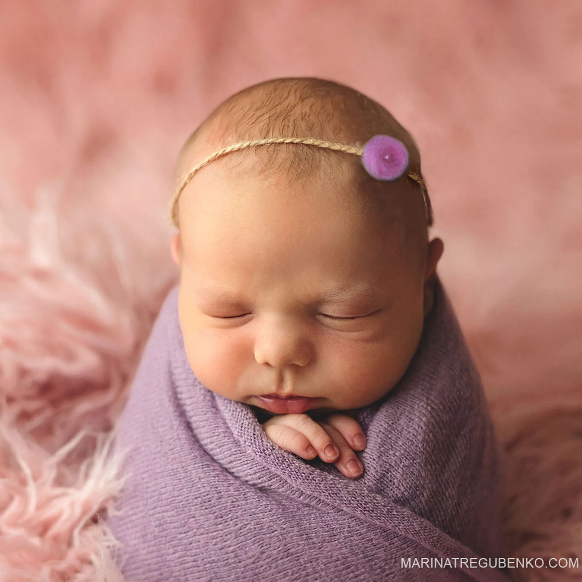 Wool Flower Headband with Pearl