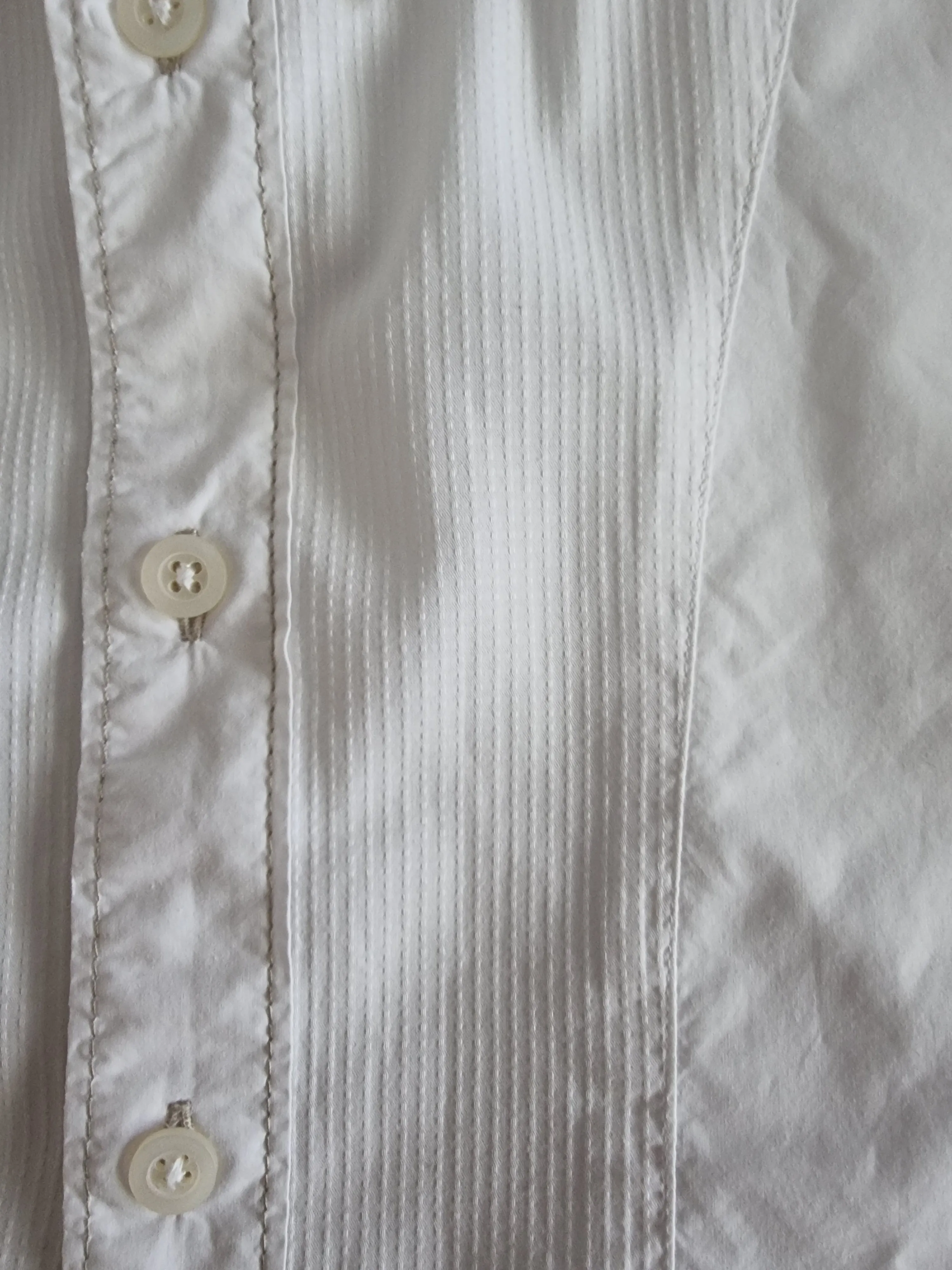 Zara Man White Pleated Front Long Sleeve Shirt Size L